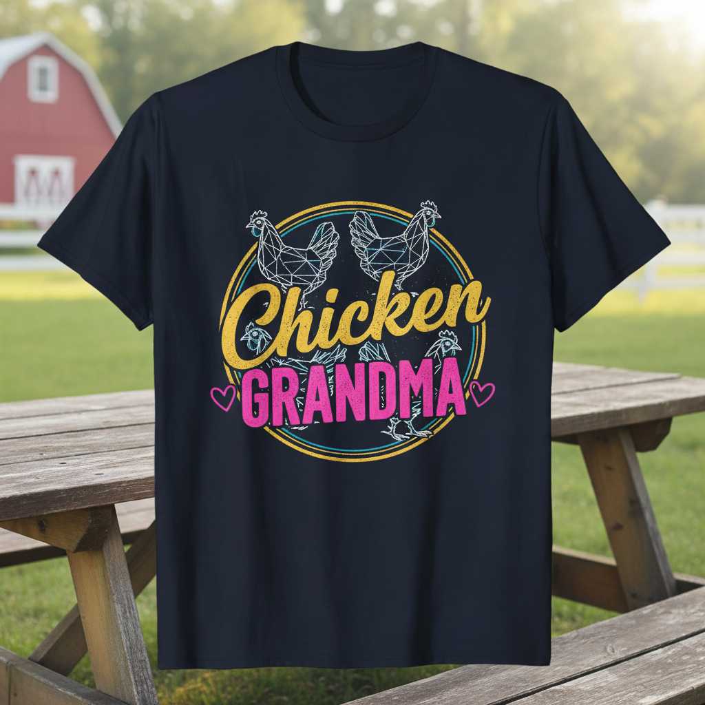 Chicken Grandma Distressed Retro Graphic T-Shirt, Cute Novelty Tee Top Idea