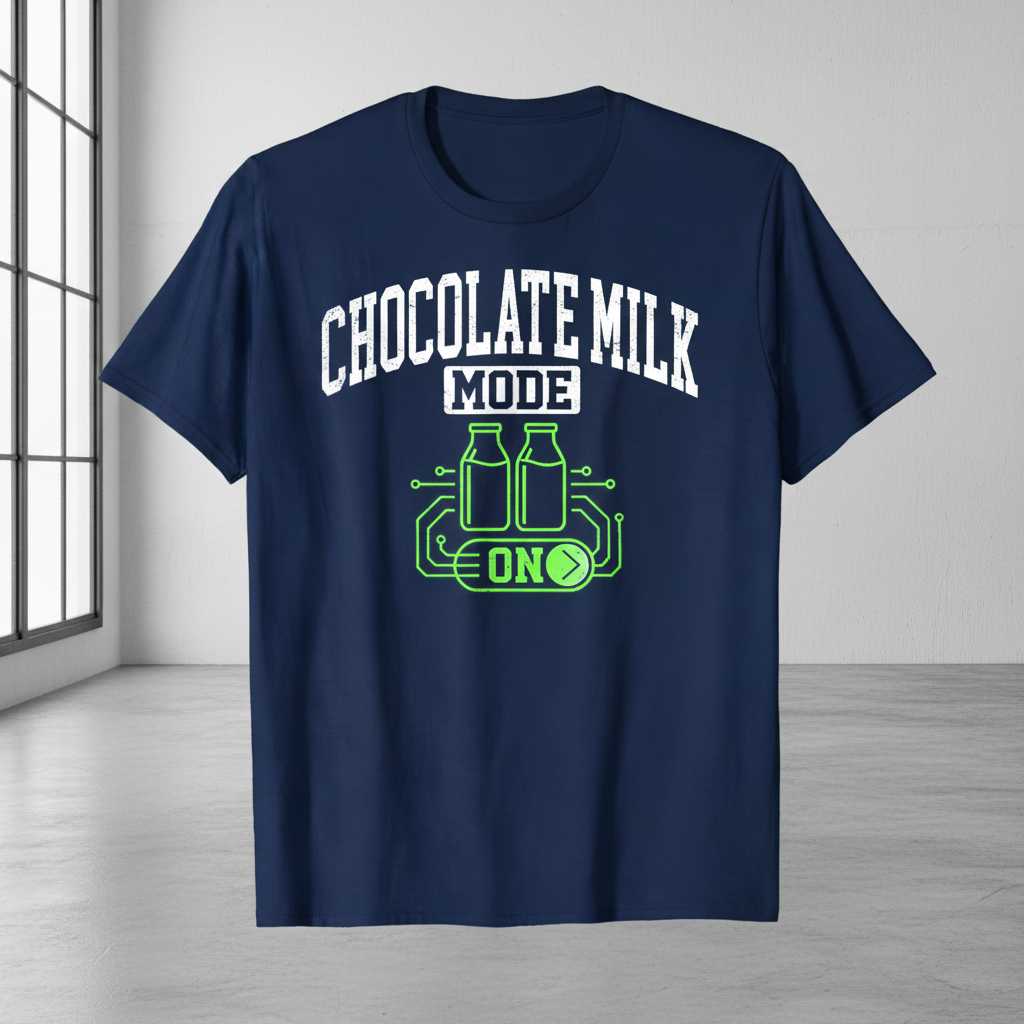 Chocolate Milk Mode On Distressed T-Shirt, Funny Graphic Novelty Tee Idea