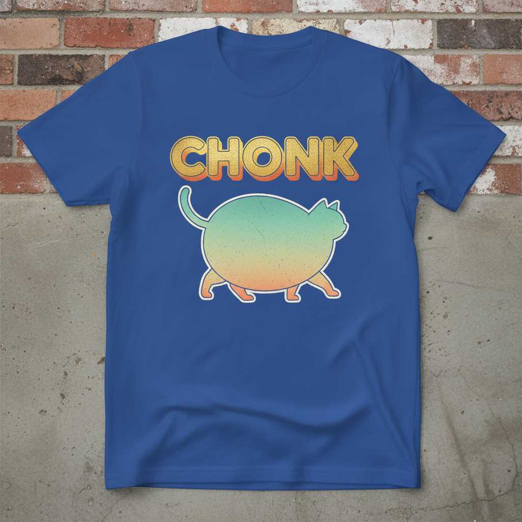 Chonk Retro Vintage Cat T-Shirt, Funny Meme Graphic Tee Novelty Gear Idea