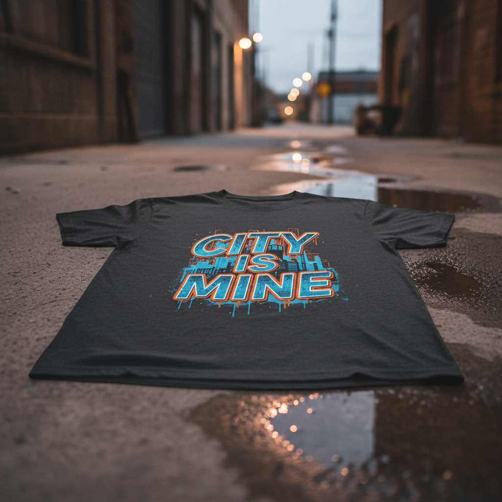 City Is Mine Distressed Urban Skyline T-Shirt, Streetwear Graphic Tee Gear