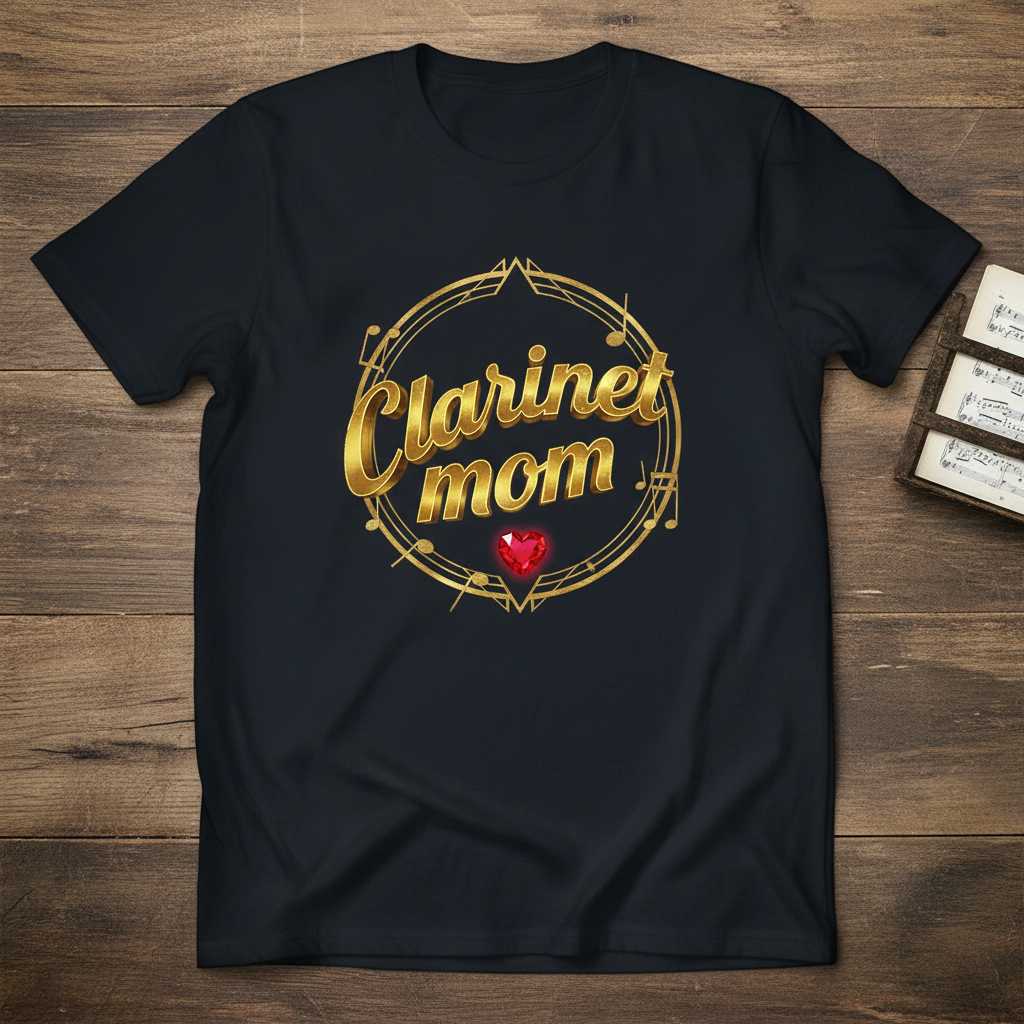 Clarinet Mom Graphic T-Shirt, Funny Marching Band Musician School Tee Idea