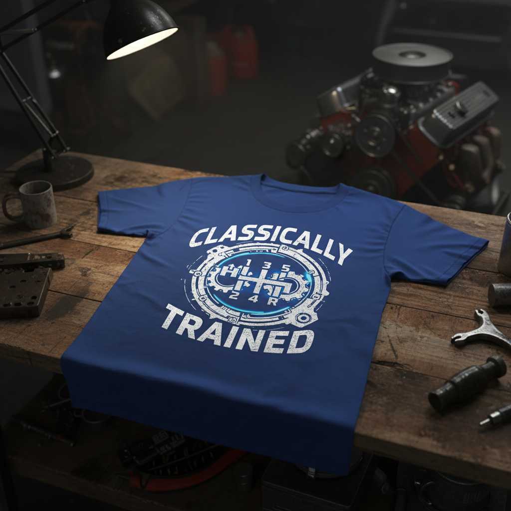 Classically Trained Vintage Retro T-Shirt, Manual Gear Shift Funny Graphic Tee