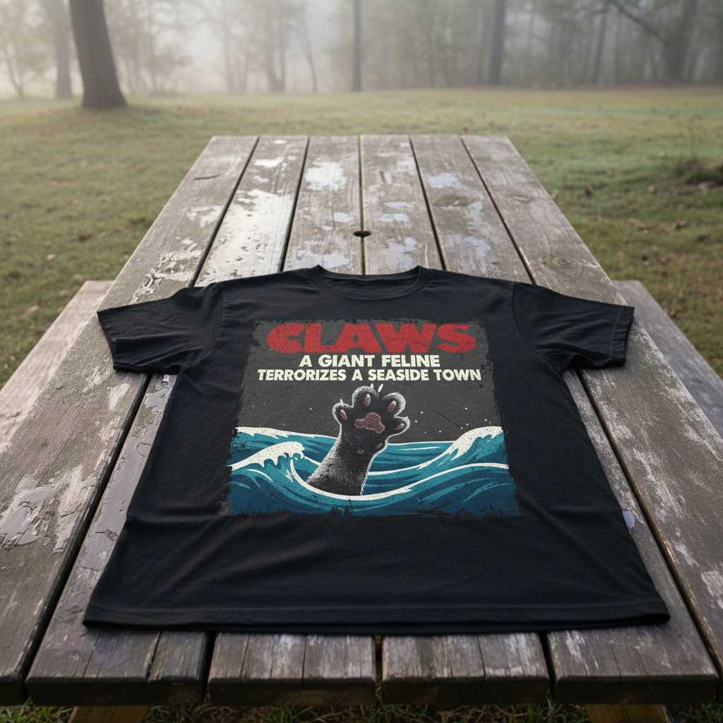 Claws A Giant Feline Terrorizes A Seaside Town Vintage T-Shirt Funny Tee Idea