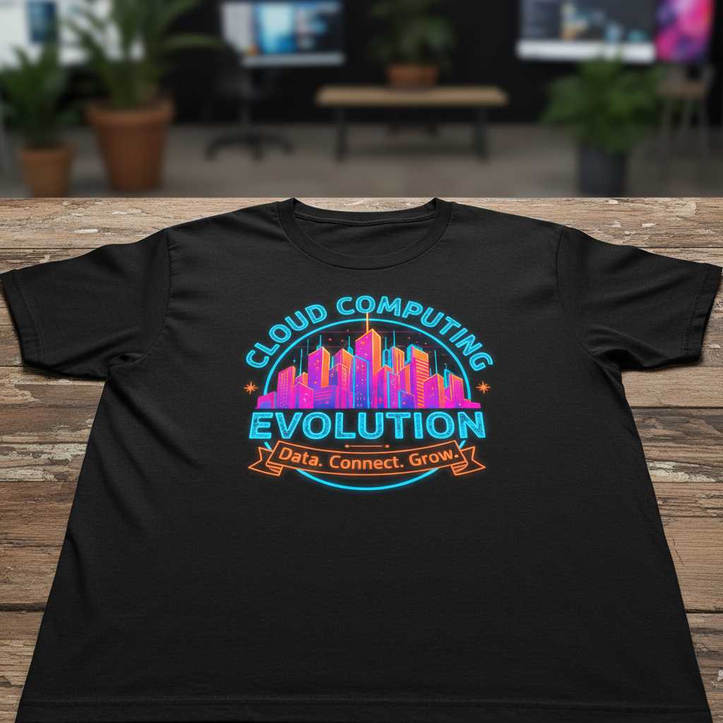 Cloud Computing Evolution Data. Connect. Grow. Graphic T-Shirt, Novelty Tee Idea