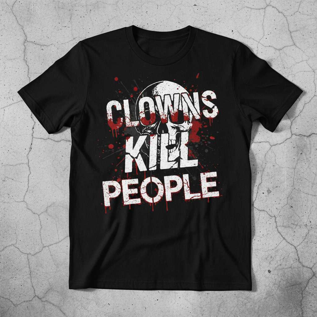Clowns Kill People Distressed Graphic T-Shirt, Funny Novelty Tee Gift Idea