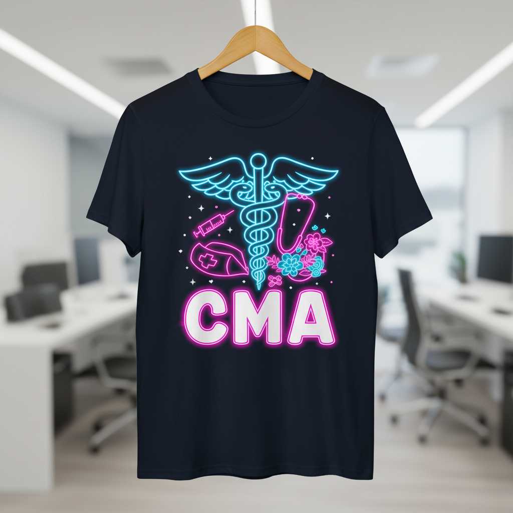 Cma Neon T-Shirt, Certified Medical Assistant Professional Pride Graphic Tee