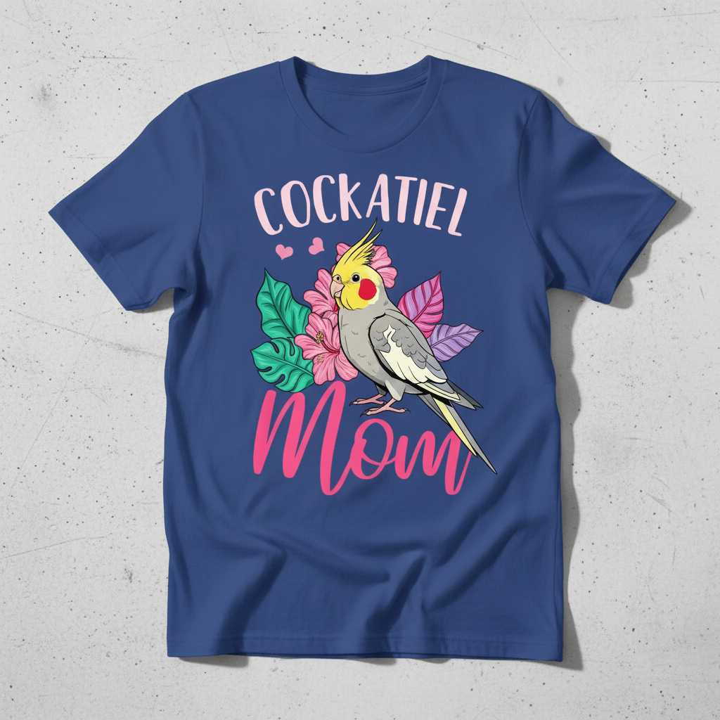 Cockatiel Mom Graphic T-Shirt, Cute Tropical Pet Bird Lover Tee Wear Idea
