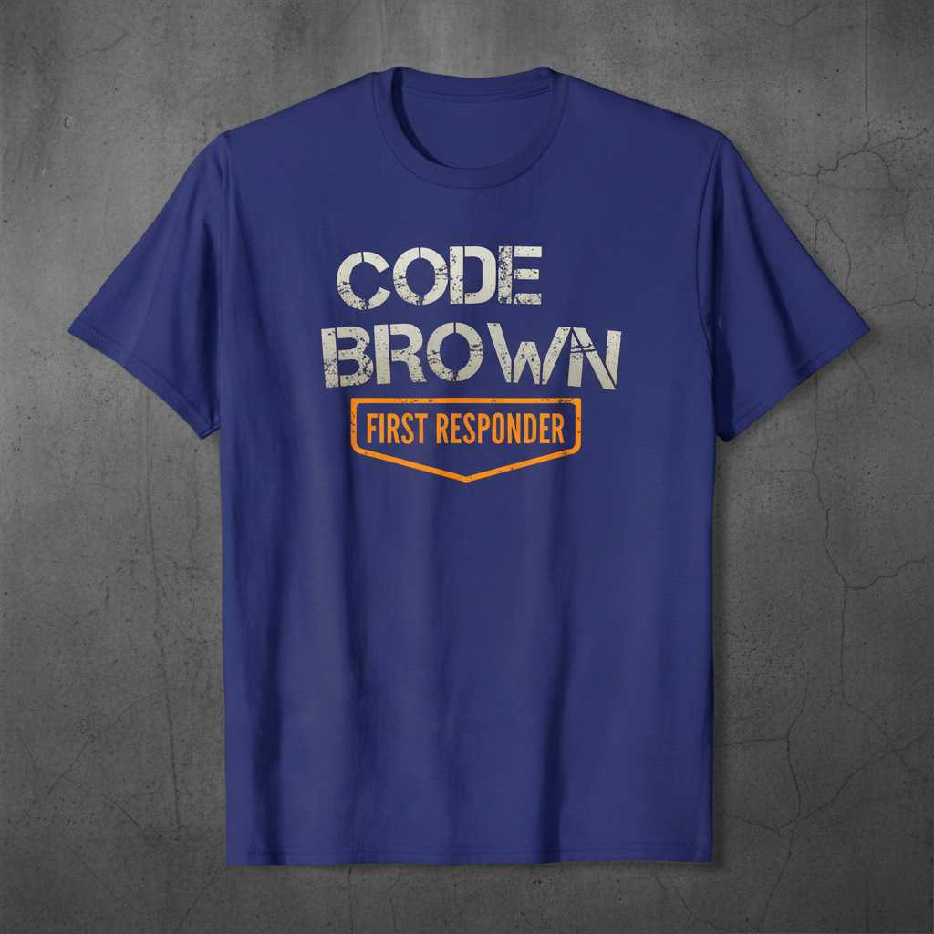 Code Brown First Responder Distressed Vintage T-Shirt Funny Novelty Tee Gear