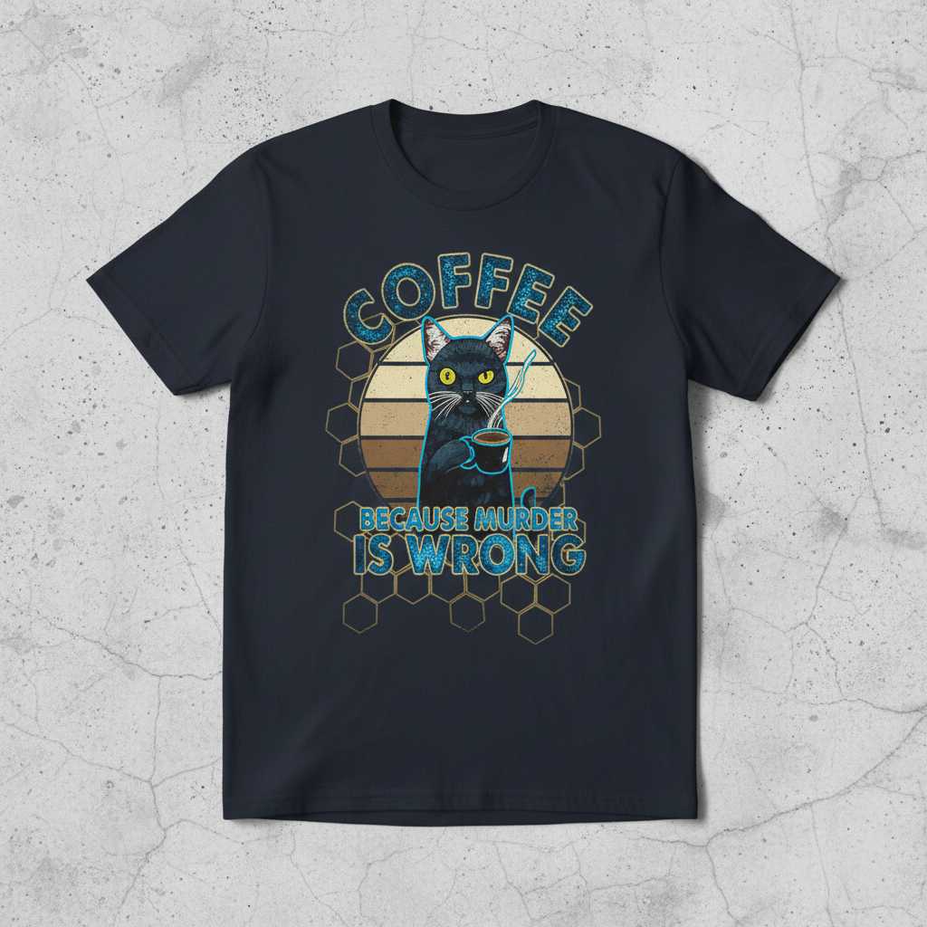 Coffee Because Murder Is Wrong Retro Vintage T-Shirt, Funny Novelty Tee Idea