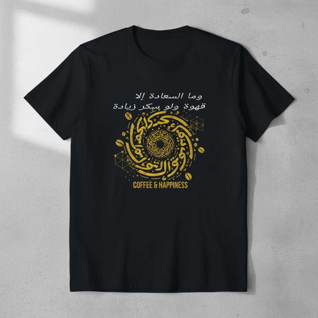 Coffee & Happiness Arabic Calligraphy Graphic T-Shirt, Funny Unisex Tee Idea