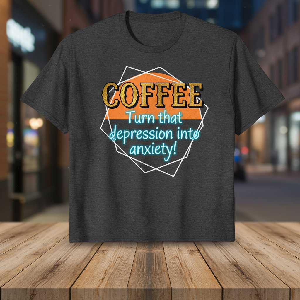 Coffee Turn That Depression Into Anxiety! Retro T-Shirt, Funny Graphic Tee