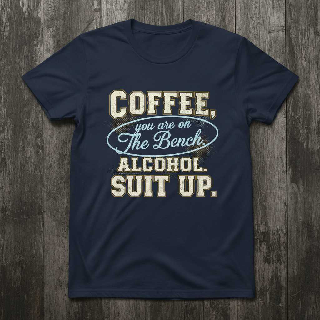 Coffee, You Are On The Bench. Alcohol. Suit Up. Vintage Distressed T-Shirt Funny Tee
