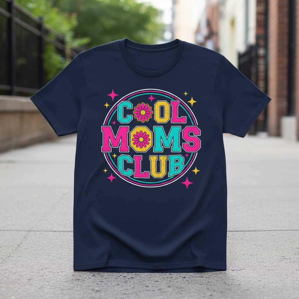 Cool Moms Club Retro Groovy Graphic T-Shirt, Funny Womens Tee Outfit Idea
