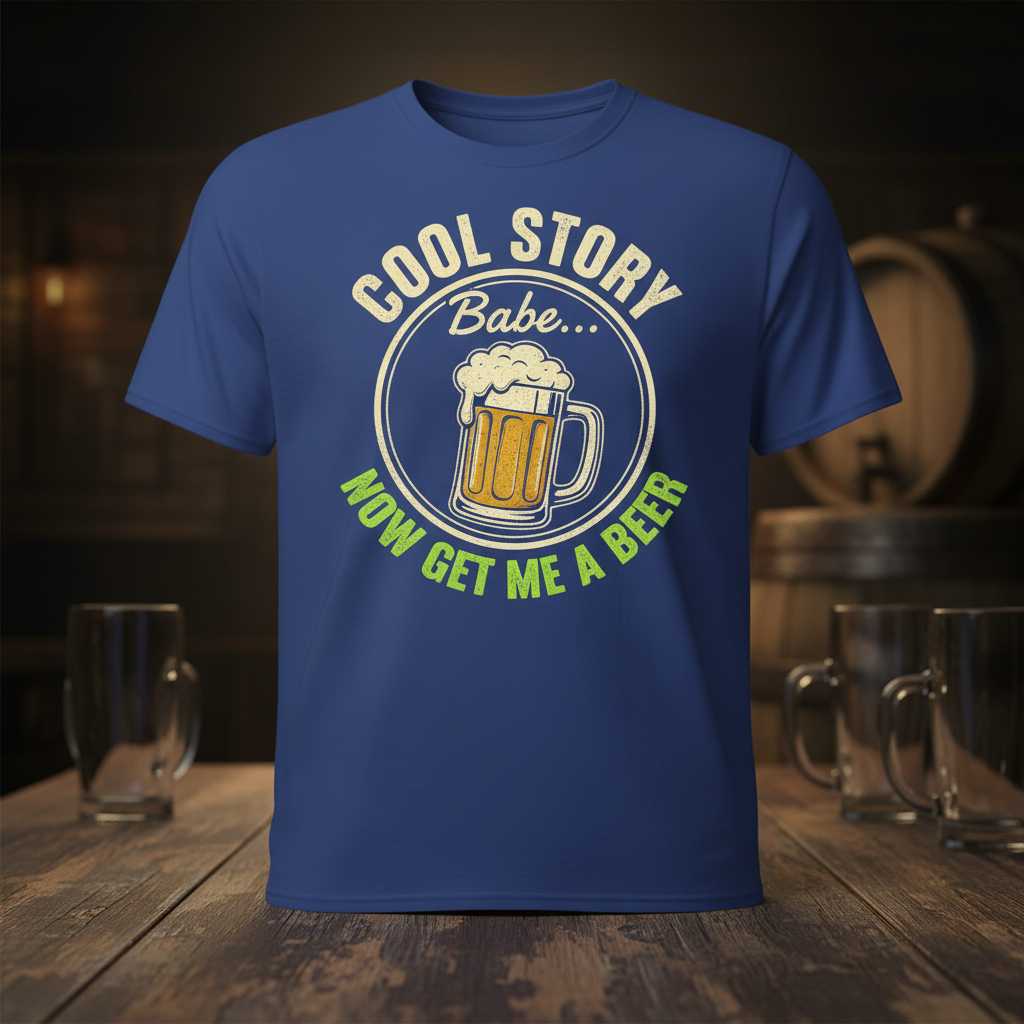 Cool Story Babe Now Get Me A Beer Vintage T-Shirt, Funny Graphic Tee Gear