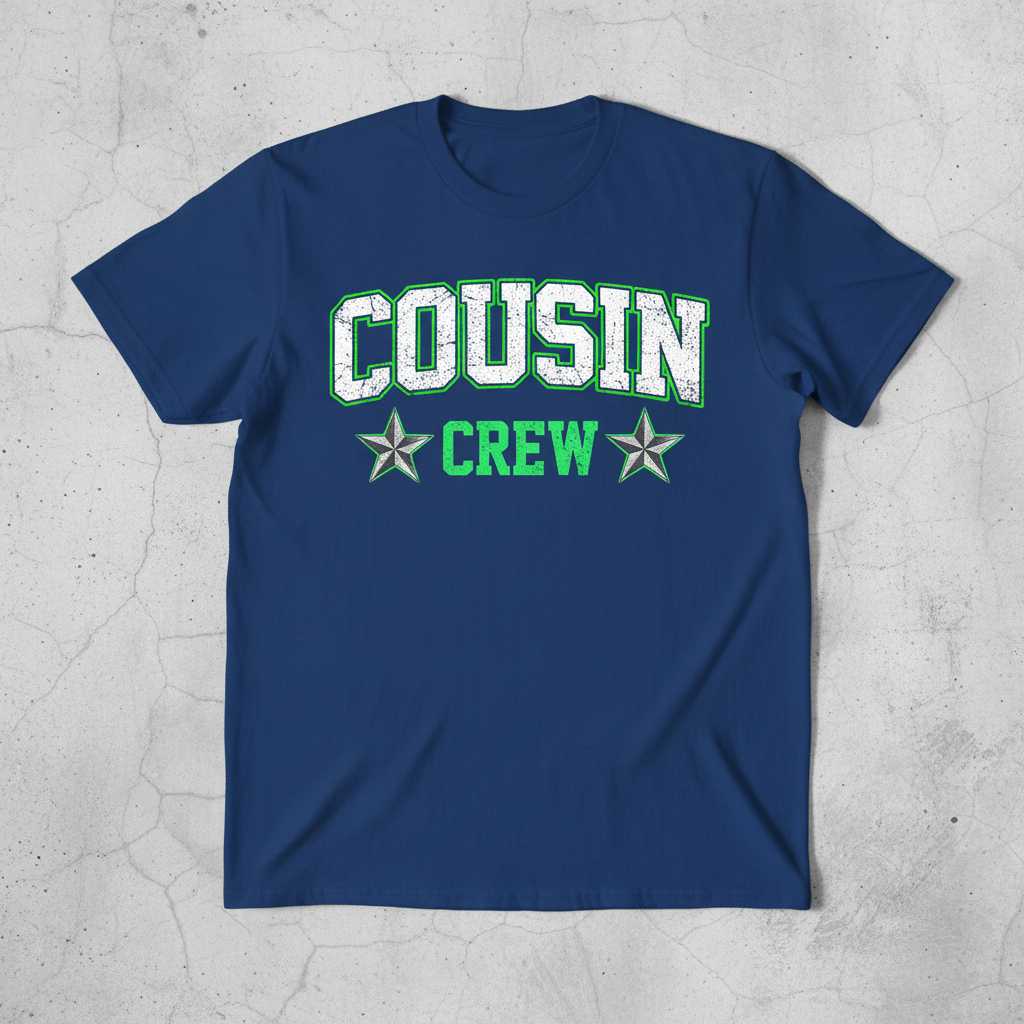 Cousin Crew Distressed Retro T-Shirt, Funny Family Graphic Tee Present Idea