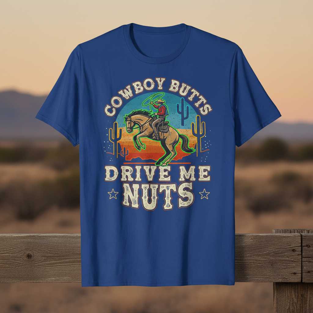 Cowboy Butts Drive Me Nuts Vintage Retro T-Shirt, Funny Graphic Tee Gear