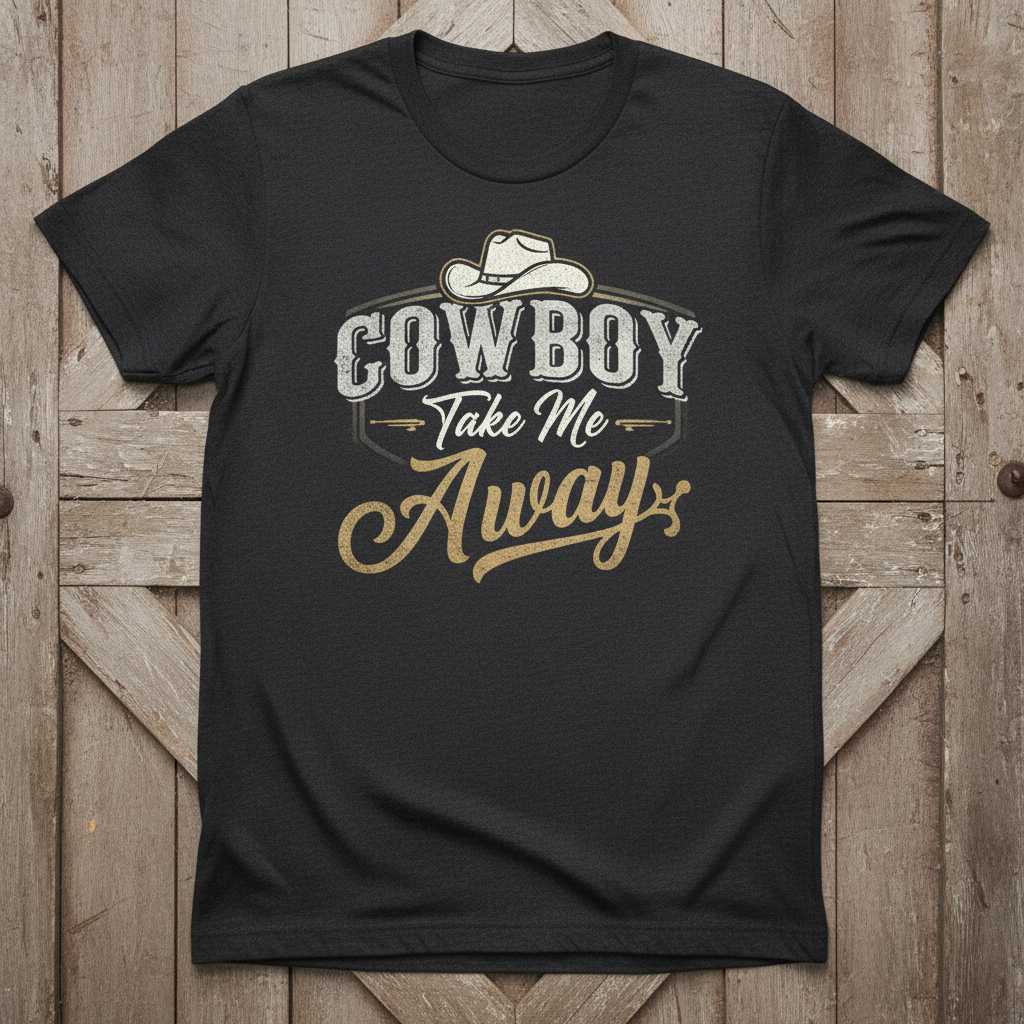 Cowboy Take Me Away Vintage Distressed T-Shirt, Graphic Western Tee Top
