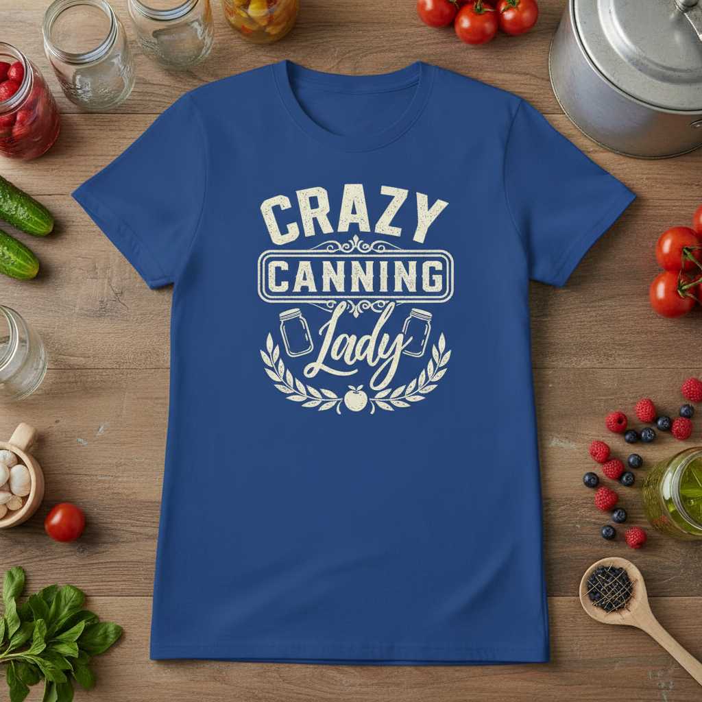 Crazy Canning Lady Distressed Vintage T-Shirt Funny Novelty Tee Gear Idea