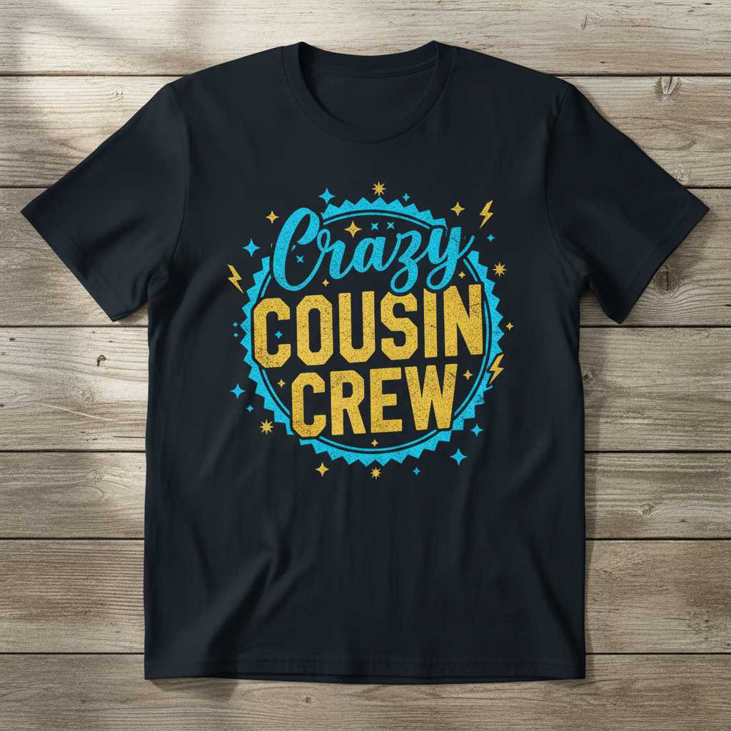 Crazy Cousin Crew Retro Distressed T-Shirt, Funny Matching Family Tee Gear