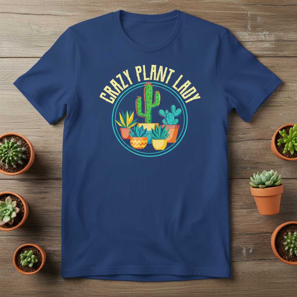 Crazy Plant Lady Graphic T-Shirt, Cute Succulent Gardening Tee Gift Idea