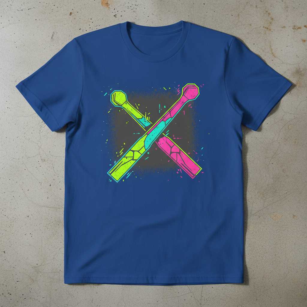 Crossed Drumsticks Distressed Retro T-Shirt, Percussion Drummer Tee Gear