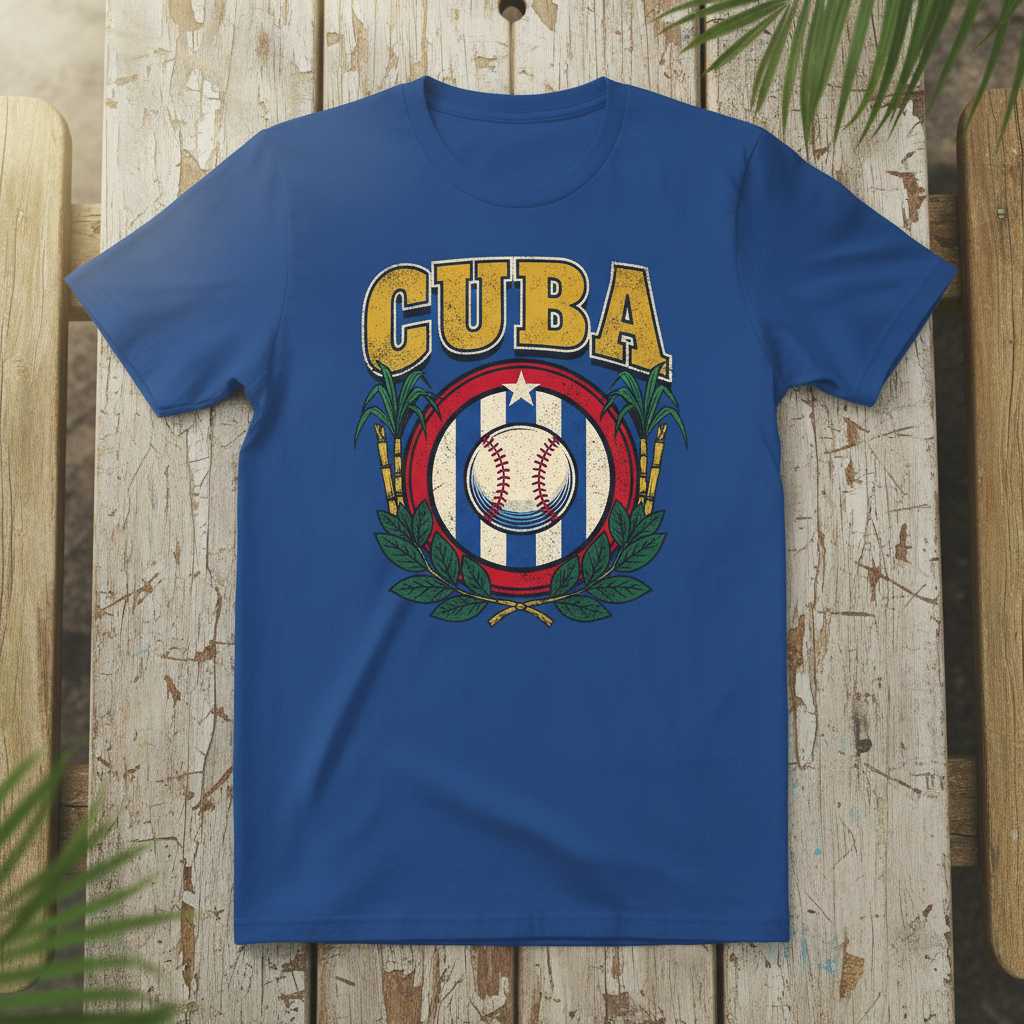 Cuba Vintage Distressed Baseball T-Shirt, Graphic Novelty Souvenir Tee
