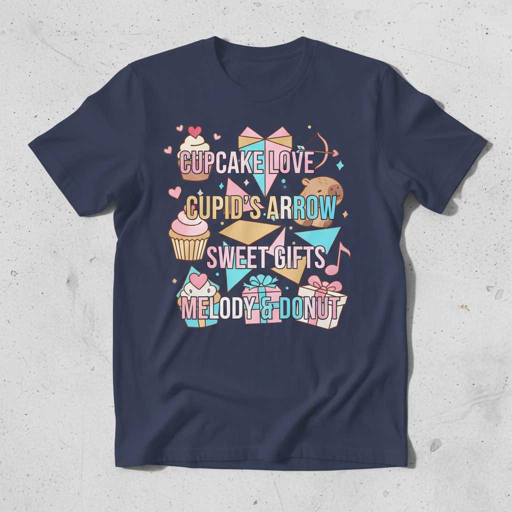 Cupcake Love Cupids Arrow Sweet Gifts Melody & Donut Capybara T-Shirt Cute Tee