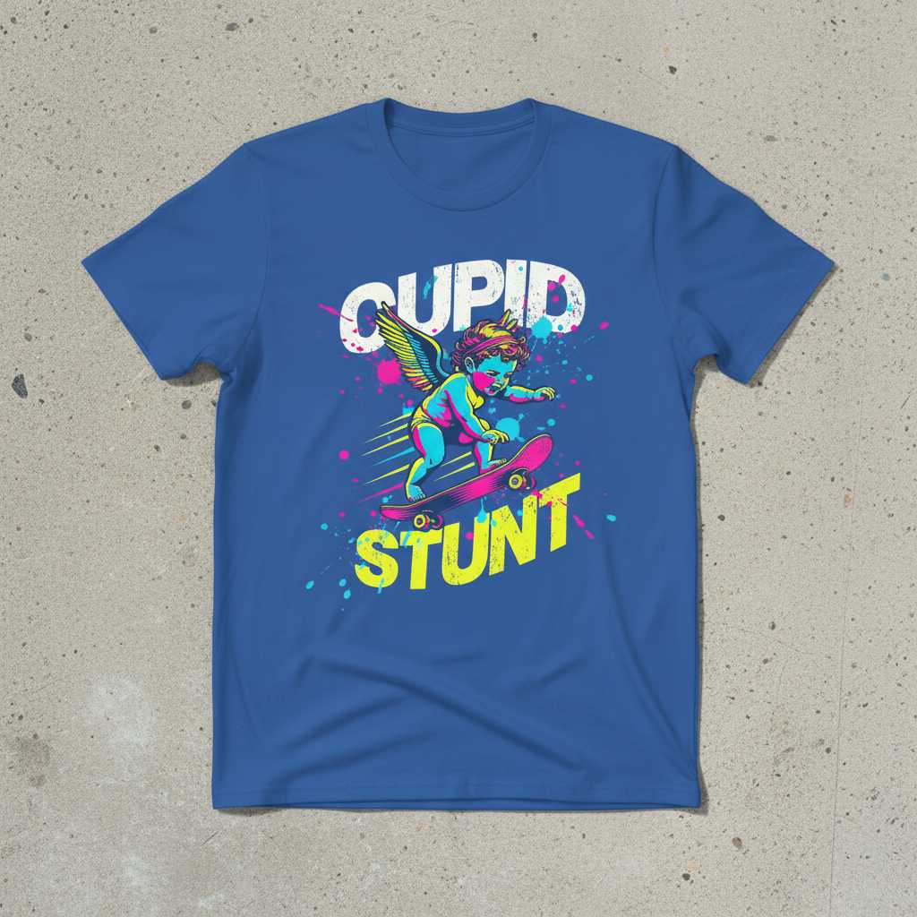Cupid Stunt Retro 90s Distressed T-Shirt, Funny Graphic Novelty Tee Idea