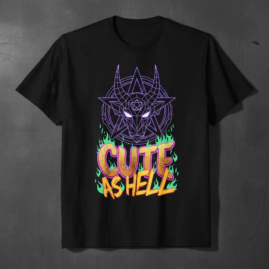 Cute As Hell Goth Baphomet Occult Graphic T-Shirt, Funny Satanic Tee Idea