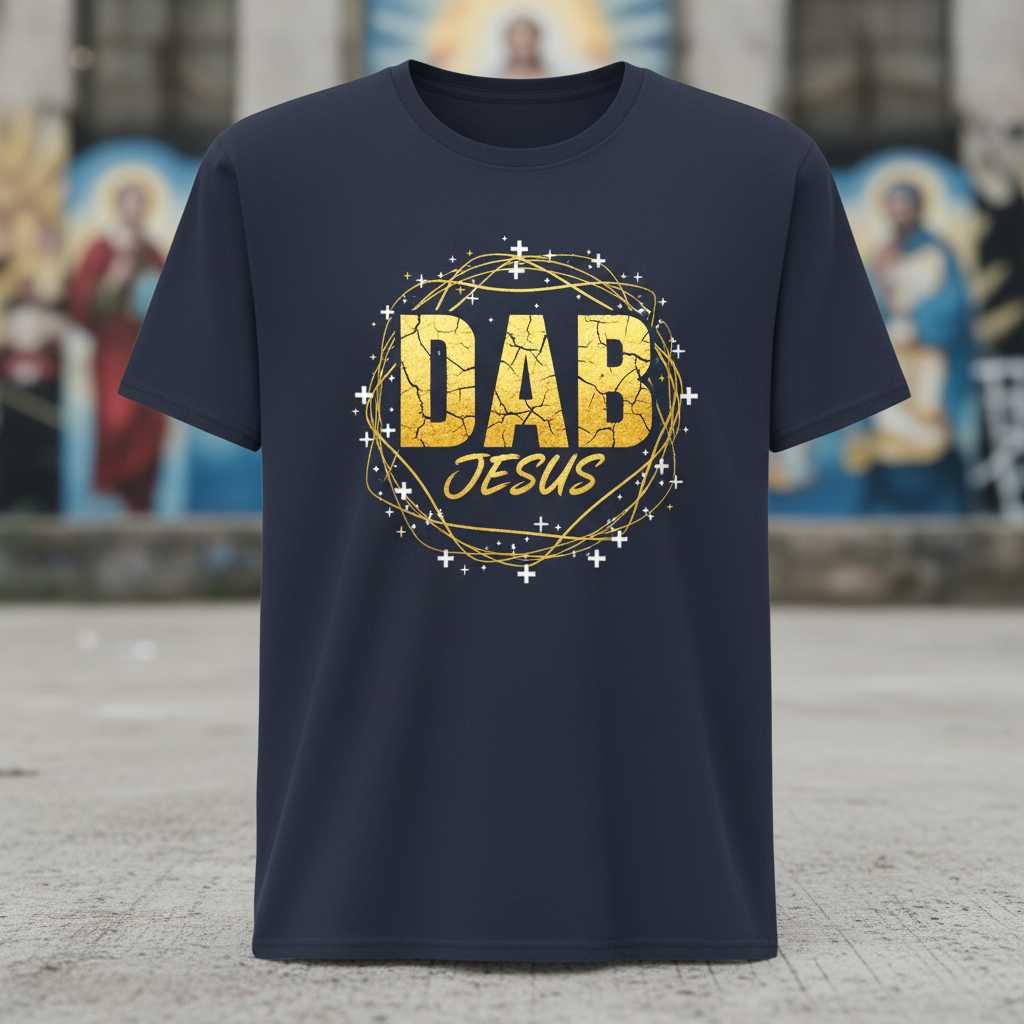 Dab Jesus Distressed Graphic T-Shirt, Funny Novelty Christian Tee Gift Idea
