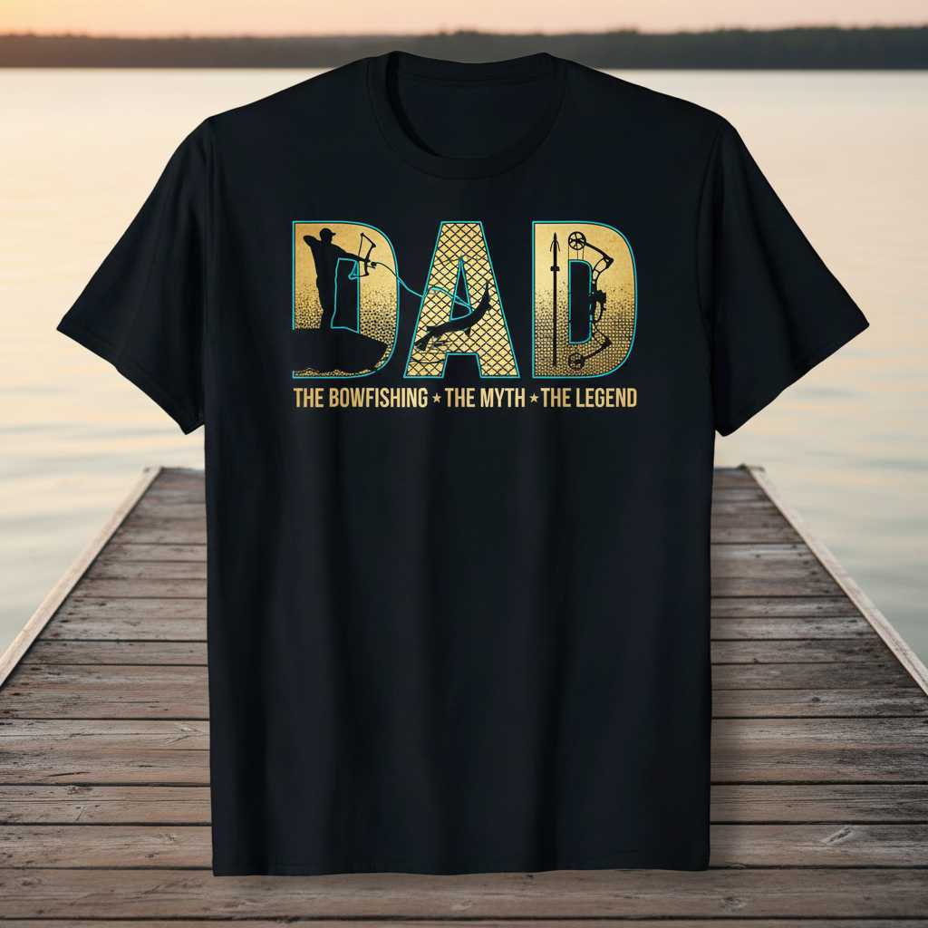 Dad The Bowfishing The Myth The Legend Graphic T-Shirt, Fathers Day Tee Present