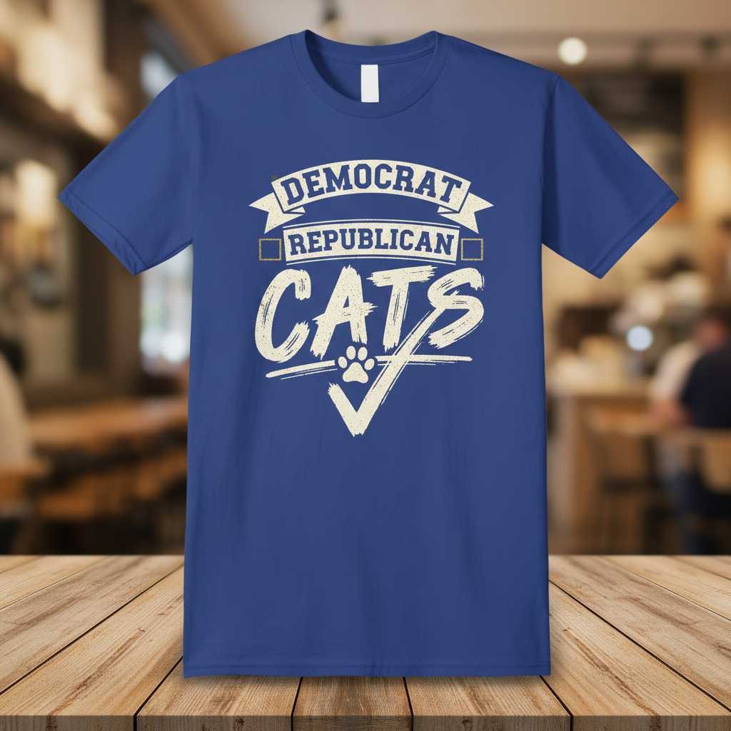 Democrat Republican Cats Distressed T-Shirt, Funny Graphic Election Tee Idea