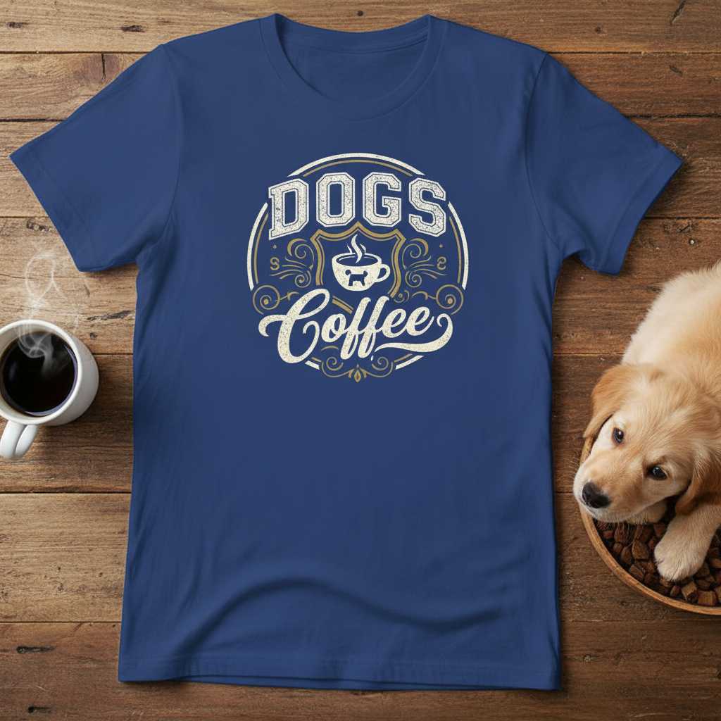 Dogs Coffee Vintage Distressed T-Shirt Graphic Novelty Tee Present Idea
