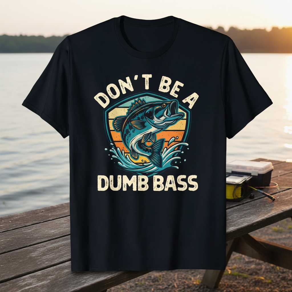 Dont Be A Dumb Bass Retro Vintage Distressed T-Shirt, Funny Fishing Tee Gear