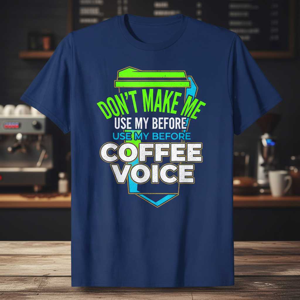 Dont Make Me Use My Before Coffee Voice Distressed T-Shirt, Funny Tee