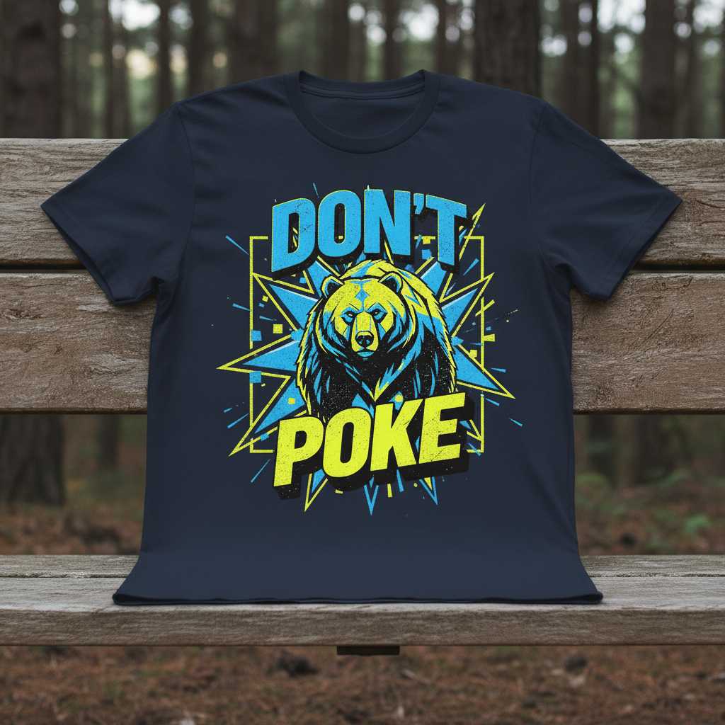 Dont Poke Grizzly Bear Distressed T-Shirt, Funny Graphic Tee Idea Outfit