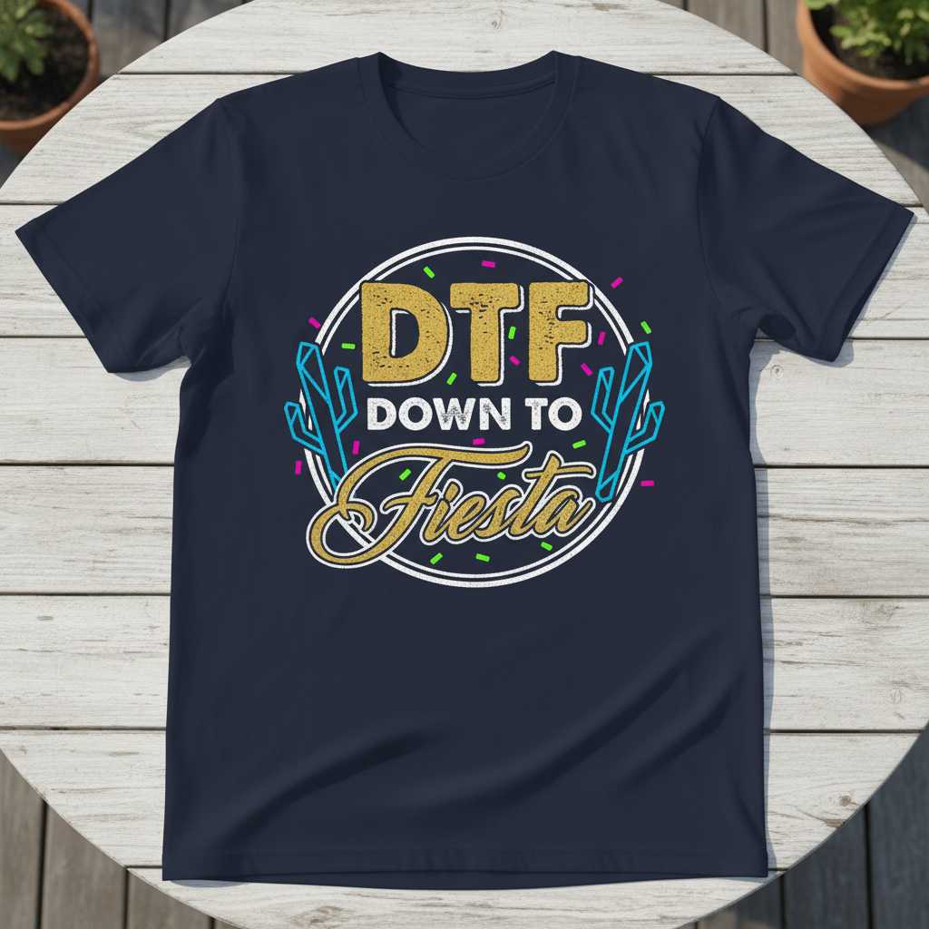 Dtf Down To Fiesta Distressed Graphic T-Shirt, Funny Cinco De Mayo Tee Gear