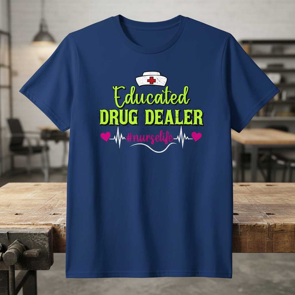 Educated Drug Dealer #nurselife Graphic T-Shirt, Funny Nurse Tee Gift Idea