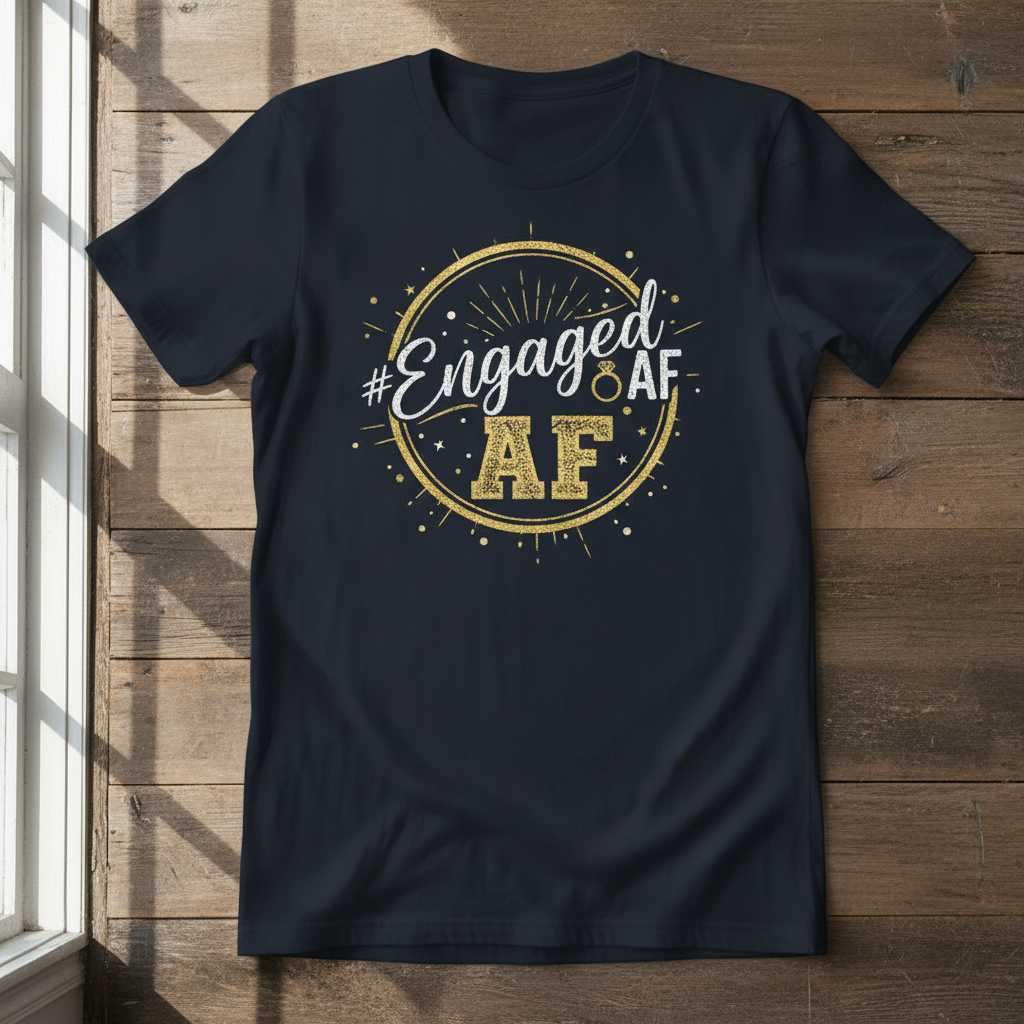 #Engaged Af Graphic T-Shirt, Funny Bride To Be Announcement Outfit Tee Idea