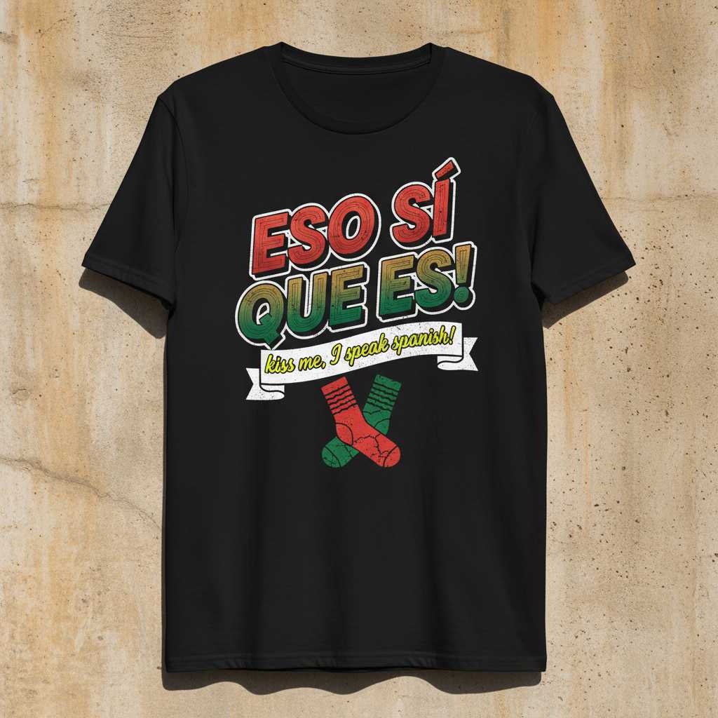 Eso Sí Que Es Kiss Me I Speak Spanish Vintage T-Shirt Funny Novelty Tee