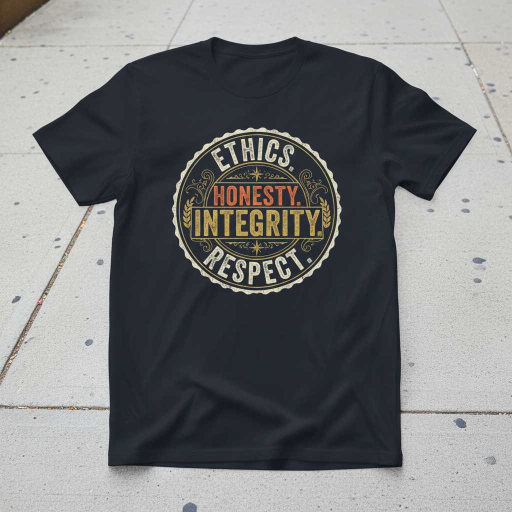 Ethics Honesty Integrity Respect Vintage Distressed T-Shirt, Graphic Tee Gear