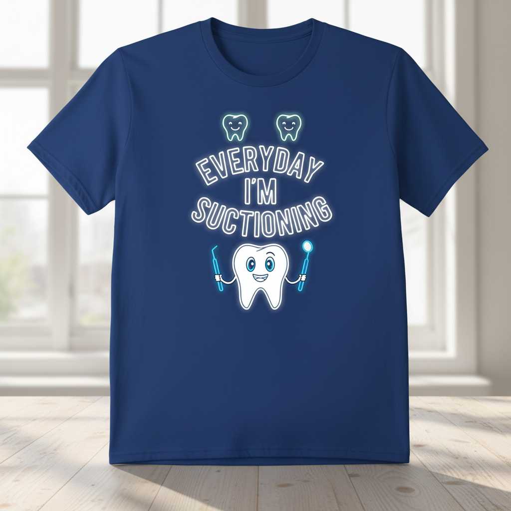 Everyday Im Suctioning Funny Dental Hygienist T-Shirt Graphic Tee Idea