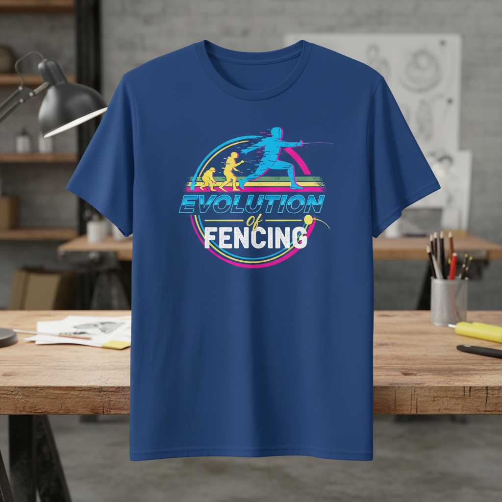 Evolution Of Fencing Retro T-Shirt, Funny Graphic Novelty Tee Present Idea