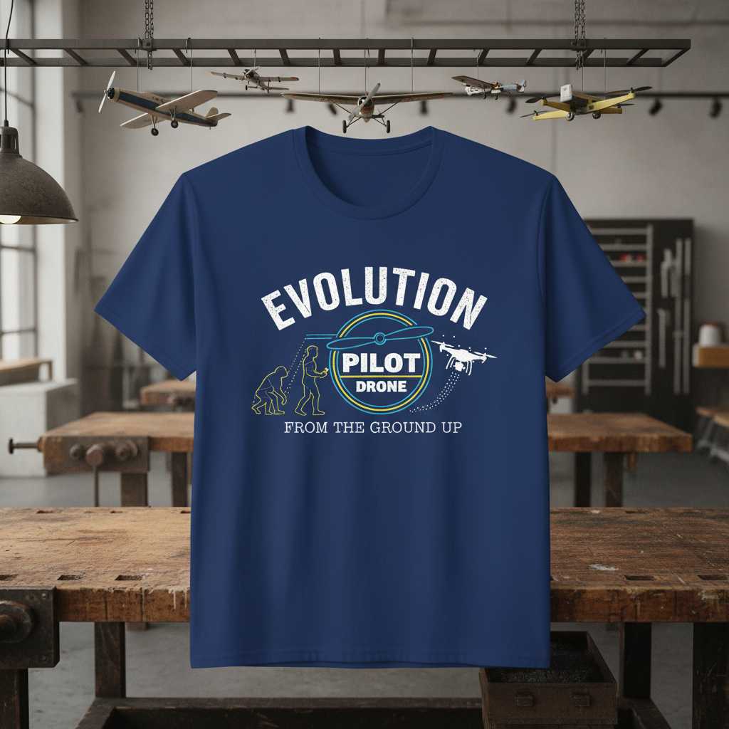 Evolution Pilot Drone From The Ground Up Distressed T-Shirt Novelty Tee Gift