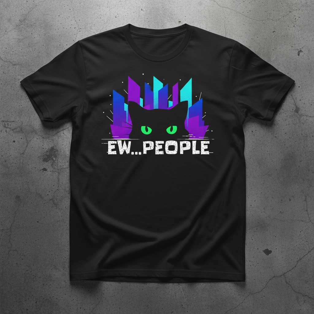 Ew... People Cat Lover Retro T-Shirt, Funny Introvert Tee Merch Present