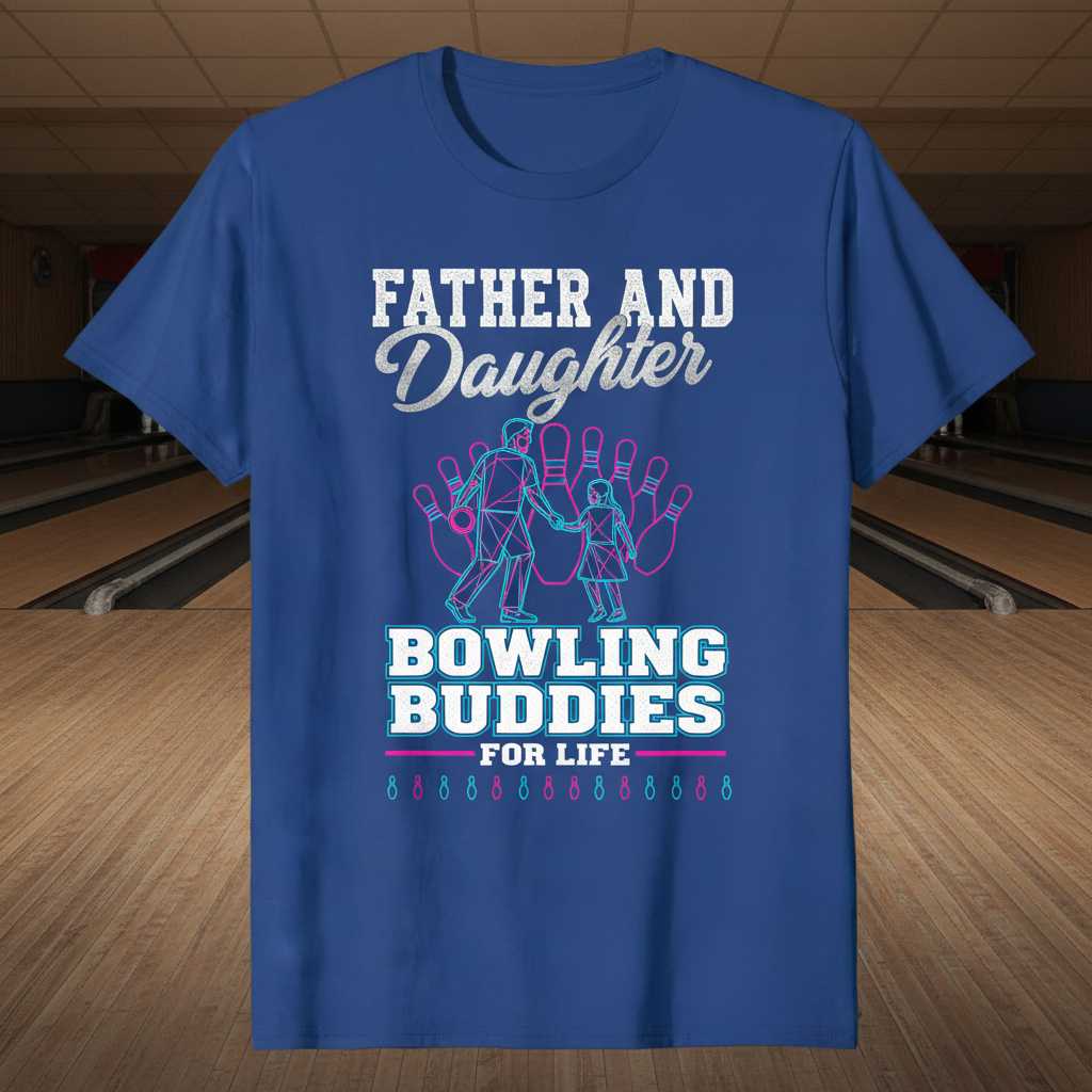 Father And Daughter Bowling Buddies For Life Retro T-Shirt Graphic Tee Idea