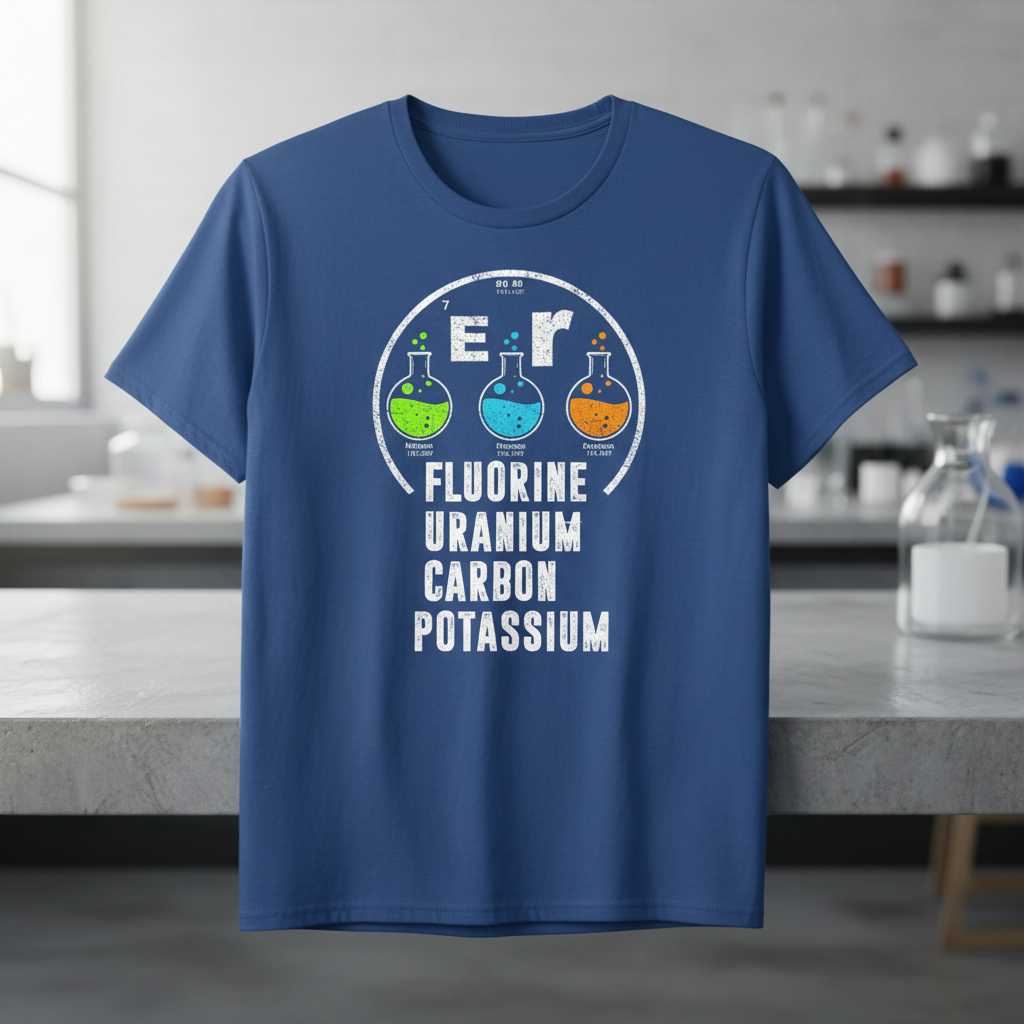 Fluorine Uranium Carbon Potassium Distressed T-Shirt, Funny Science Tee Idea