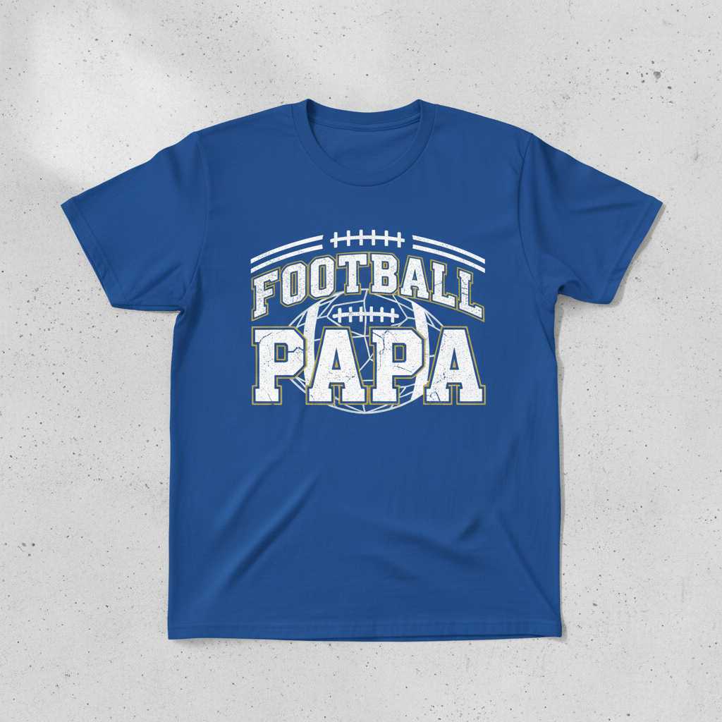 Football Papa Distressed Vintage T-Shirt, Graphic Tee Gear Present Idea