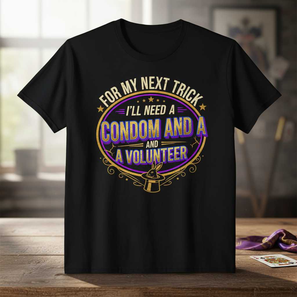 For My Next Trick Ill Need A Condom And A Volunteer Vintage T-Shirt Funny Tee Top