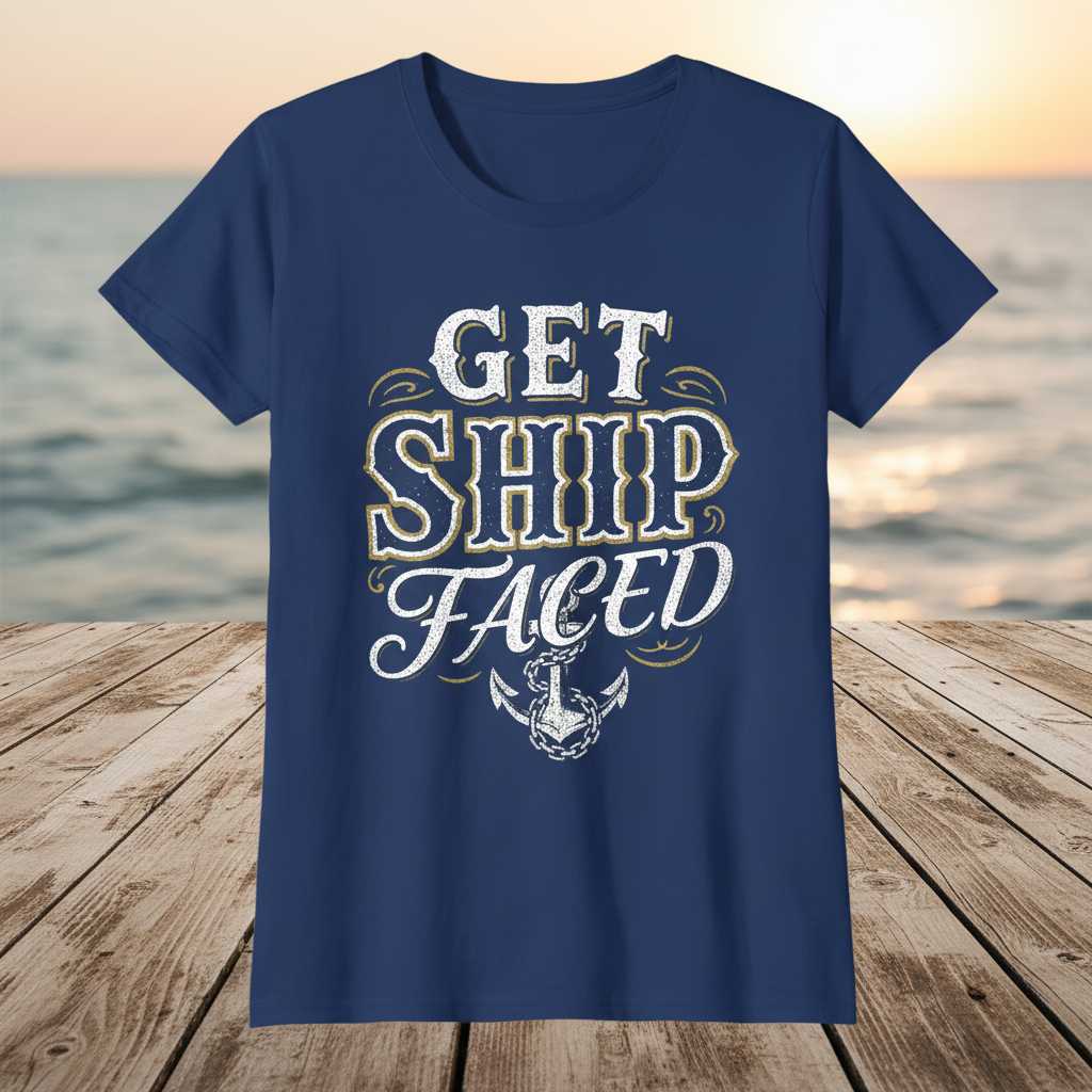 Get Ship Faced Buccaneer Anchor Vintage Distressed T-Shirt, Funny Tee Merch